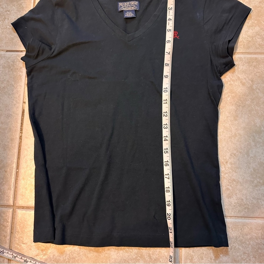 POLO Jeans Company Ladies V-neck Tee Black with Red Logo size Medium - Picture 5 of 6